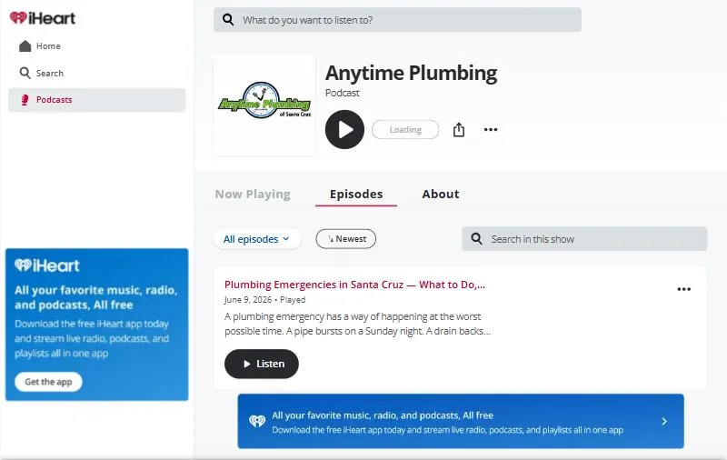 Anytime Plumbing podcast live on iHeartRadio
