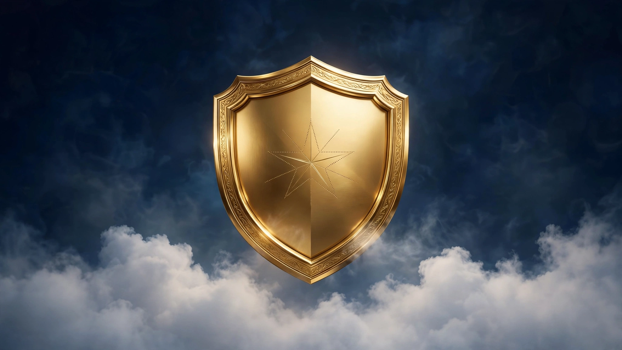 Golden authority shield badge emblem