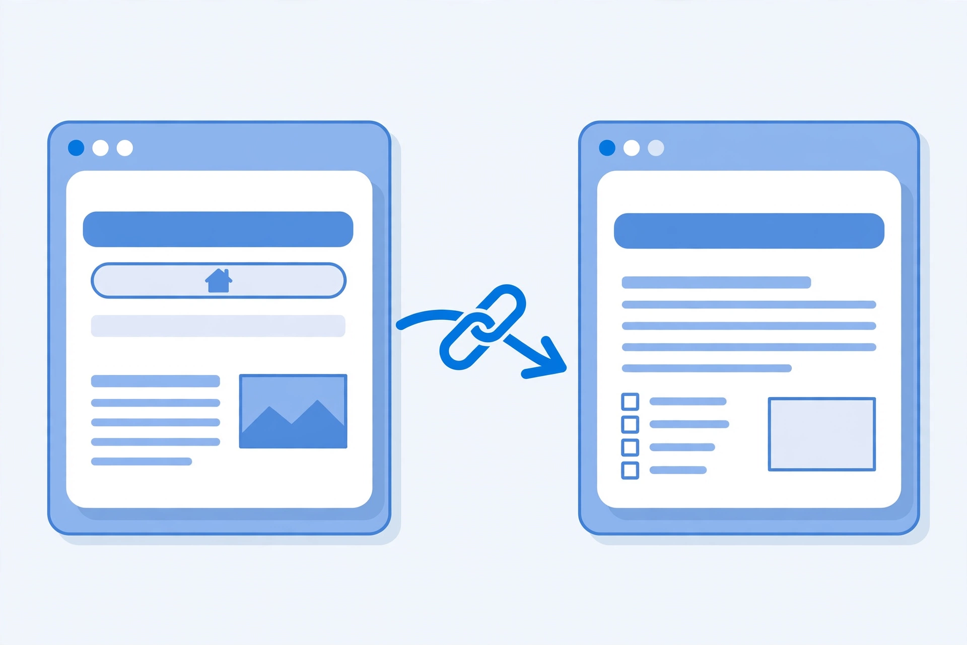 Diagram showing Website A linking to Website B with an arrow, illustrating how backlinks pass authority between websites