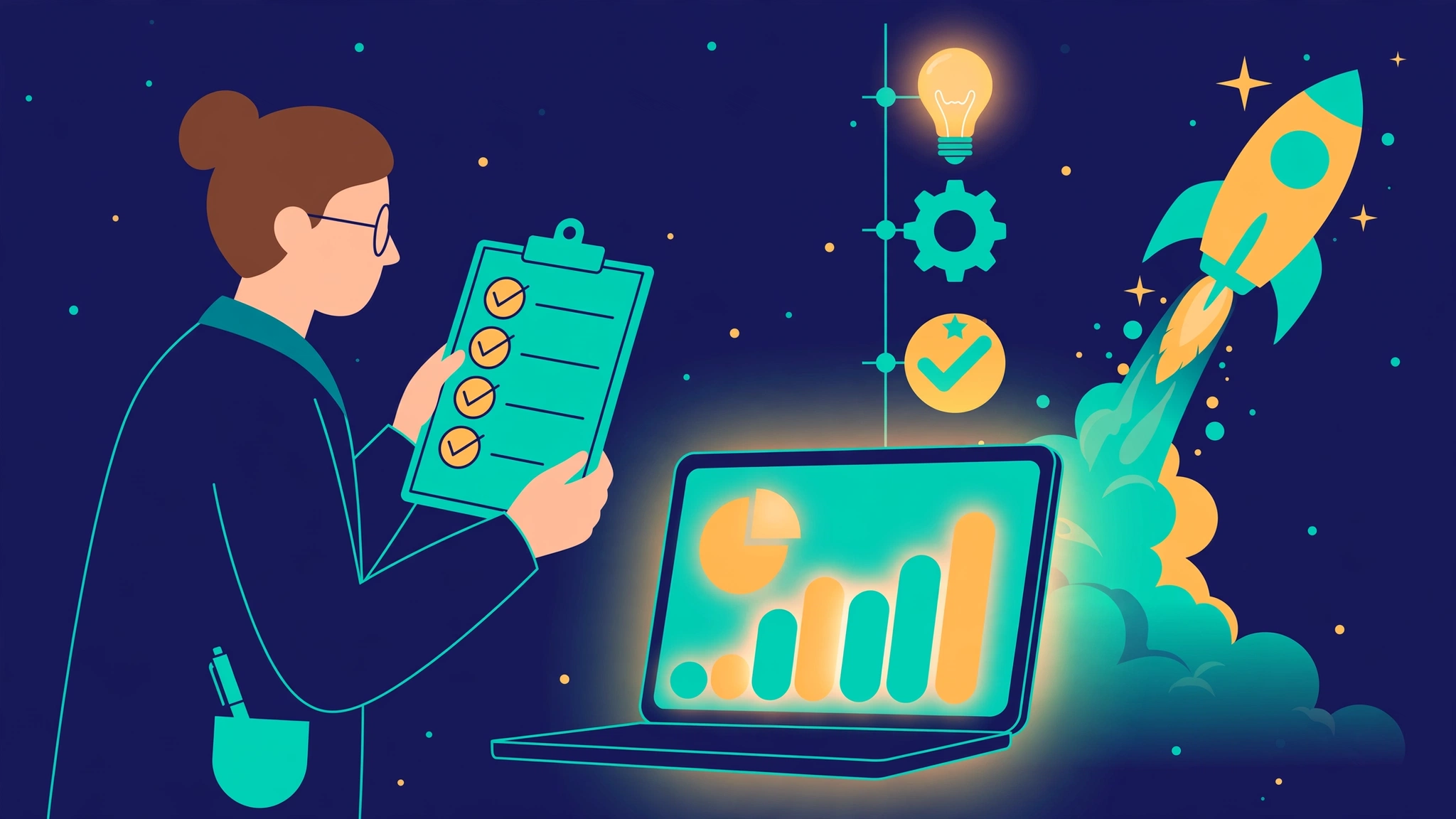 Researcher validating a linkable asset idea on a checklist before publishing and promoting it