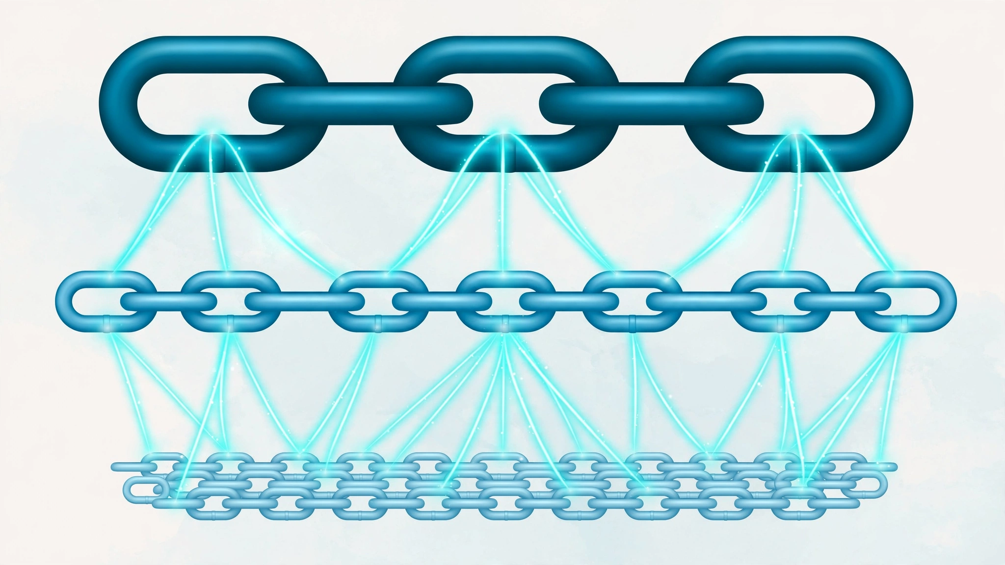 Tier 1, tier 2, and tier 3 backlink layers connecting in a multi-tier link building pyramid