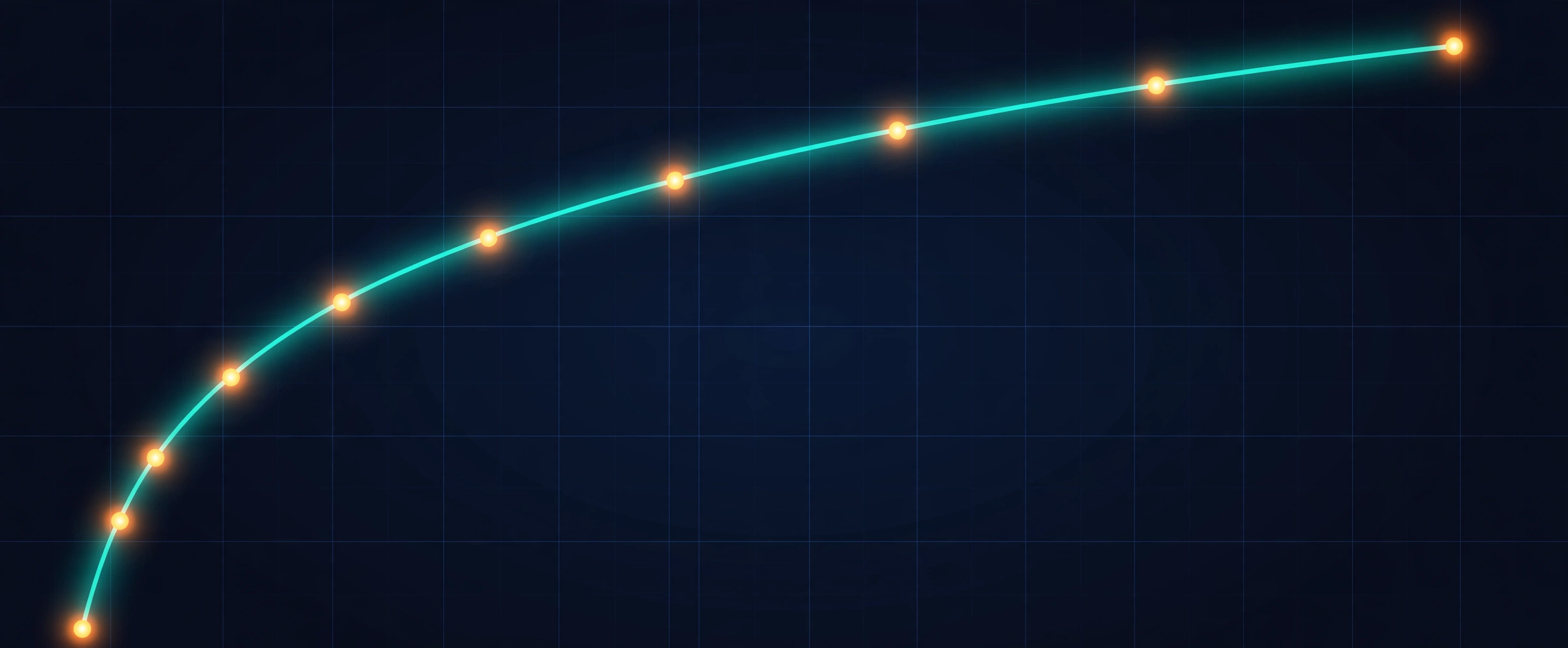 Visualization of a logarithmic growth curve flattening as it rises, illustrating why domain authority gains get harder at higher scores