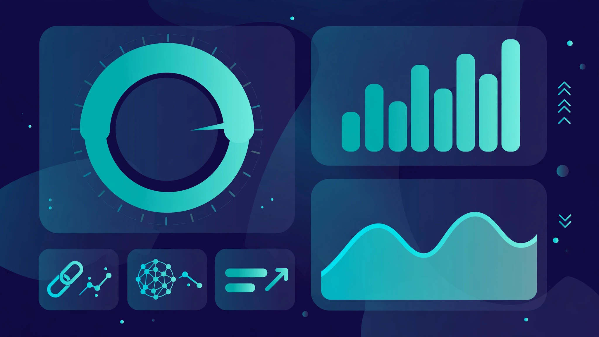 Domain authority score dashboard showing a DA gauge and link metrics