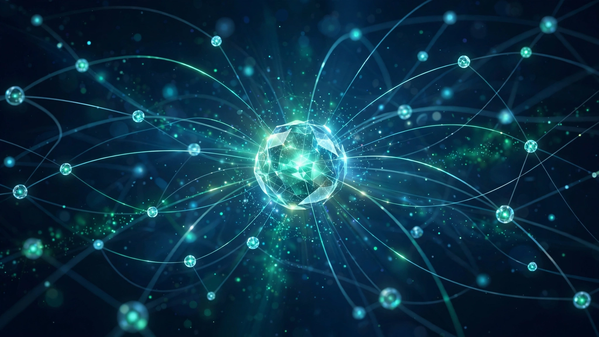 A central website node connected by glowing lines to a network of backlink nodes