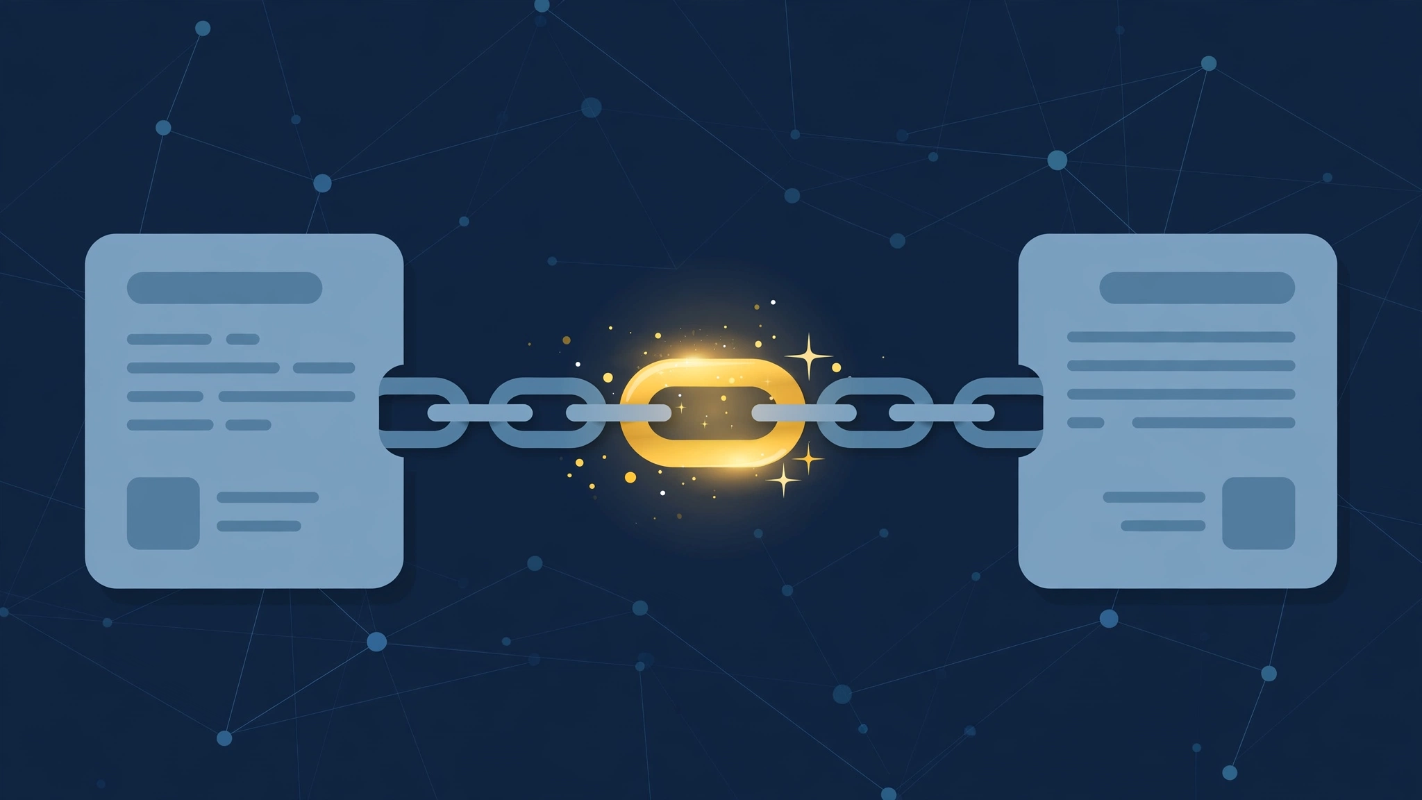 Broken chain link being repaired between two web pages