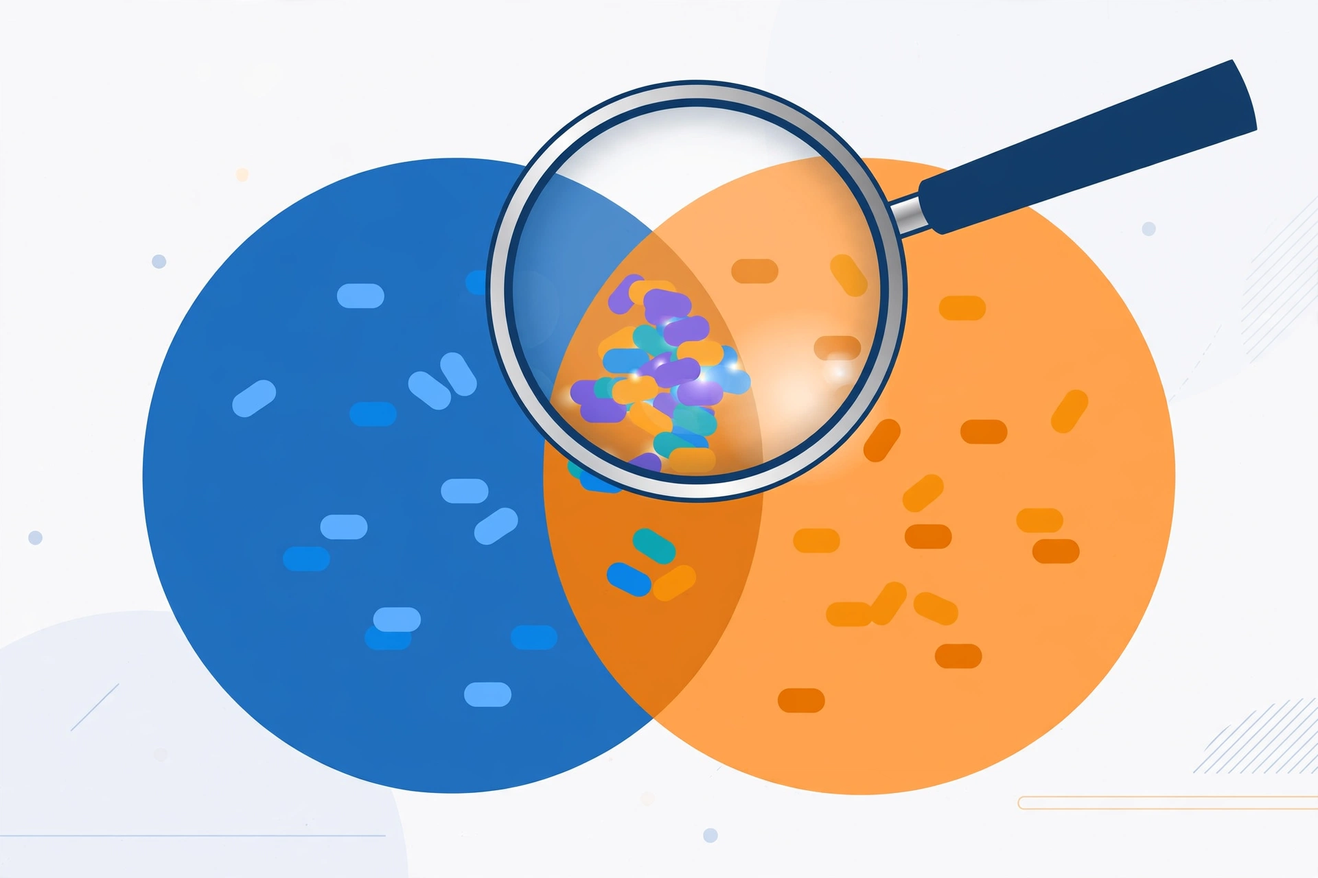 Keyword gap analysis venn diagram showing overlapping keyword opportunities